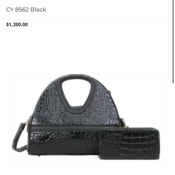 Fabriano Italia Black Crocodile-Embossed Women's Bag Set - Picture 9 of 9